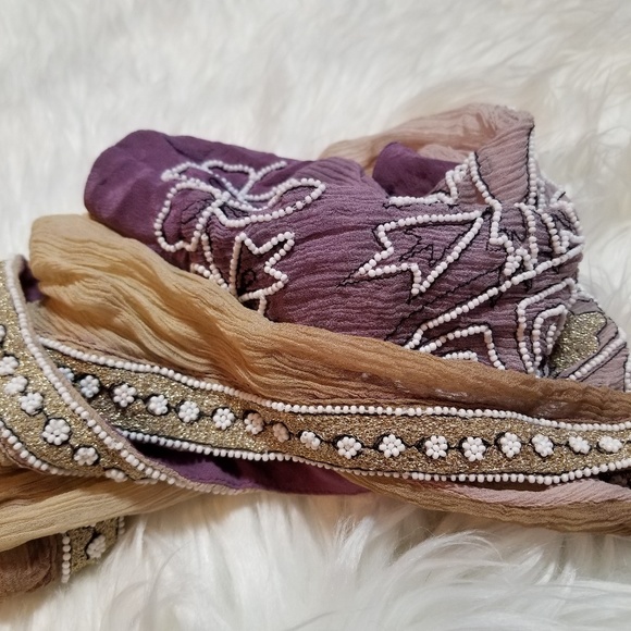 ❌️SOLD💋Of Two Minds Silk Blouse Sheer Beaded 0mbre - Picture 4 of 7